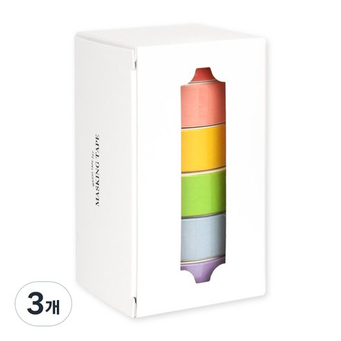 왈가닥스 모노라이크 마스킹테이프 6p 세트, Coral + Peach + Lemon + Lightgreen + Palesky + Lilac, 3개