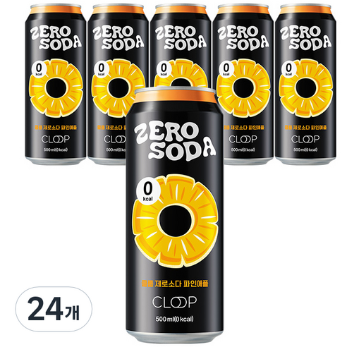 클룹 제로소다 탄산음료 파인애플, 24개, 500ml