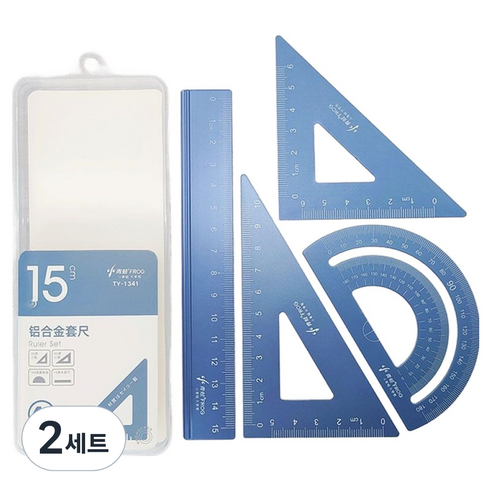 일상속반짝 학용품 자 4종 세트, 블루, 2세트