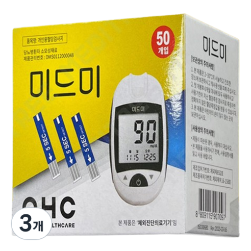 오상헬스케어 미드미 개인용혈당검사지, 3개, 50개입