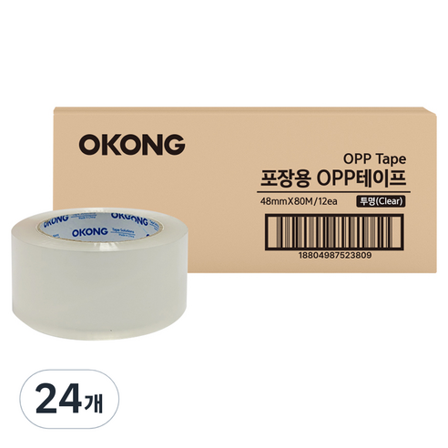 오공 박스 테이프 투명 48mm x 80m, 24개