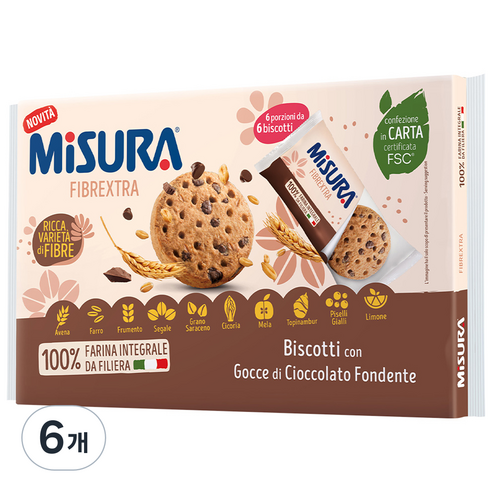 미주라 초코 통밀비스켓 36p, 280g, 6개