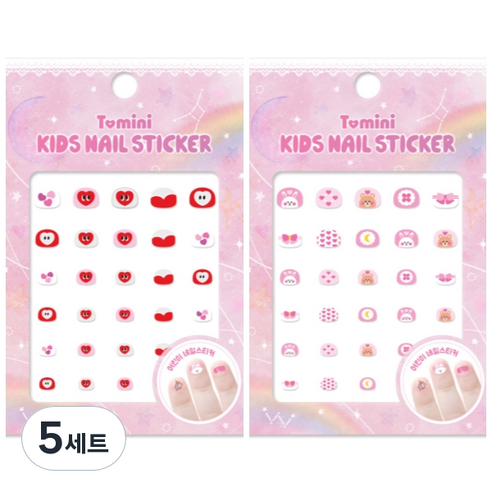 투미니 키즈 네일 스티커 2종 세트, T005 + T006, 5세트