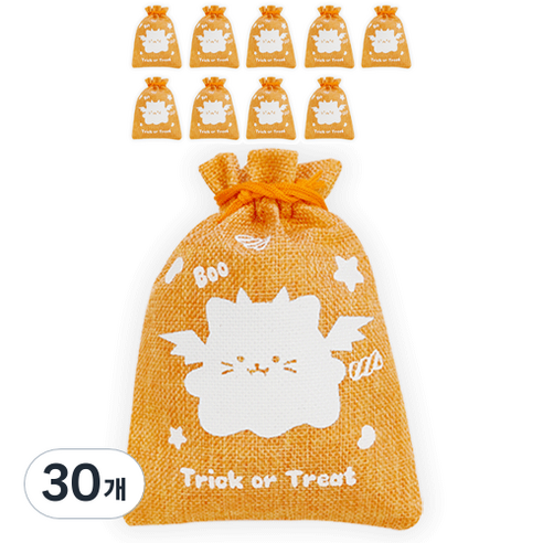 도나앤데코 할로윈 귀여운 유령 선물 포장 마주머니 13 x 18 cm, 30개, 야옹이 오렌지