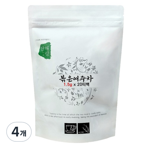 산해랑 국내산 수제 볶은 여주차 티백, 1.5g, 4개, 20개입