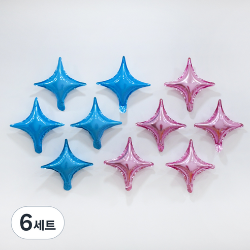 파티공구 사각별모양 은박풍선 핑크 15p + 라이트블루 15p 세트, 핑크, 라이트블루, 6세트