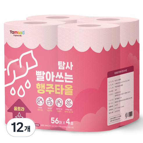 탐사 빨아쓰는 도톰한 위생행주 고급형, 56매, 12개