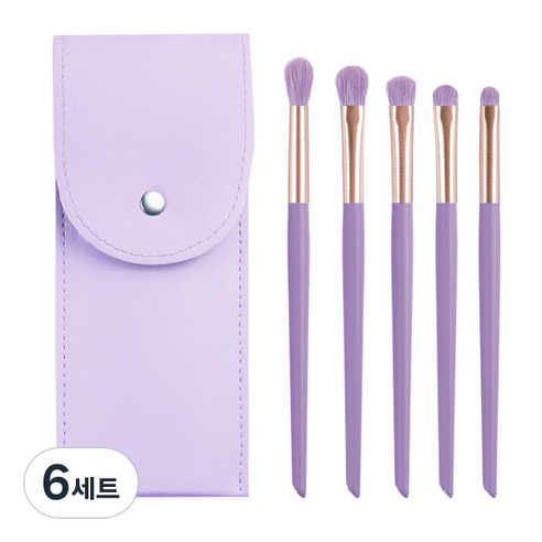 디에스 휴대용 파스텔 파우치 브러쉬 5종 세트, 퍼플, 6세트