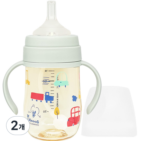 밥독 PPSU 뛰뛰빵빵 빨대컵 180ml, 민트, 2개