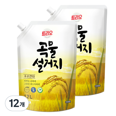 트리오 곡물설거지 우리현미 주방세제, 12개