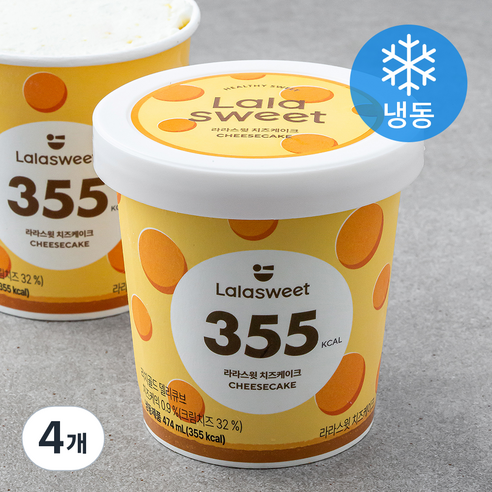 라라스윗 치즈케이크 아이스밀크 (냉동), 474ml, 4개