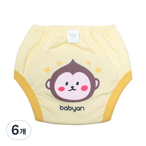 베이비앙 배변훈련팬티 5중방수, 몽키, 6개