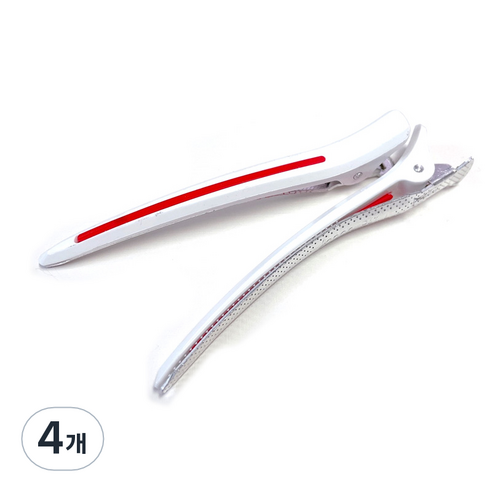 다카라 크리스탈 헤어클립 대 120mm, 4개, 화이트 + 레드