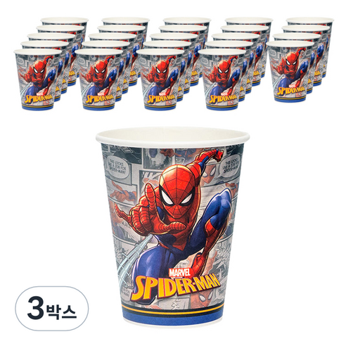 마블 스파이더맨 코믹패턴 종이 파티컵 290ml, 3박스