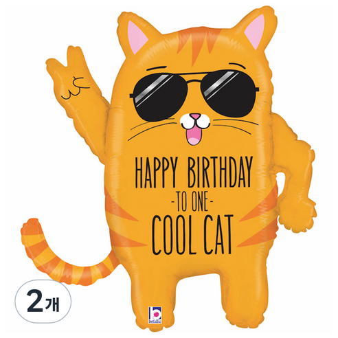 GRABO 생일쿨캣 은박풍선, 혼학색상, 2개