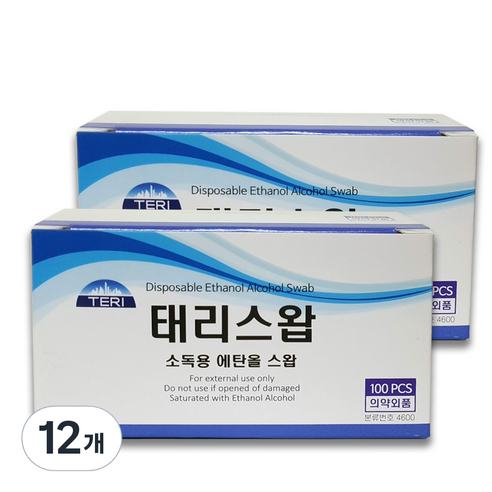 태리스왑 소독용 에탄올 알콜솜, 100개입, 12개
