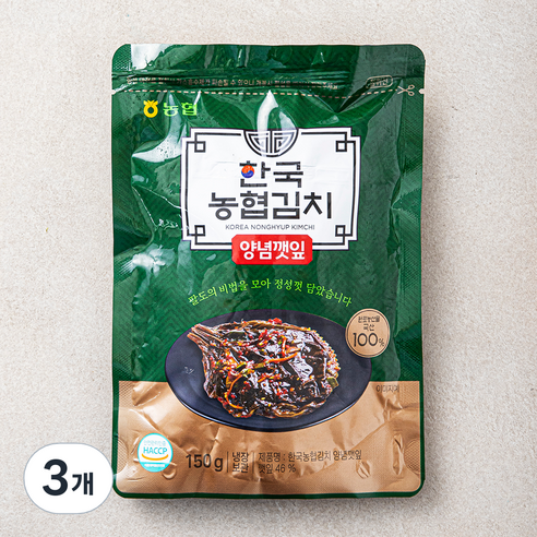 농협 한국김치 양념깻잎, 150g, 3개