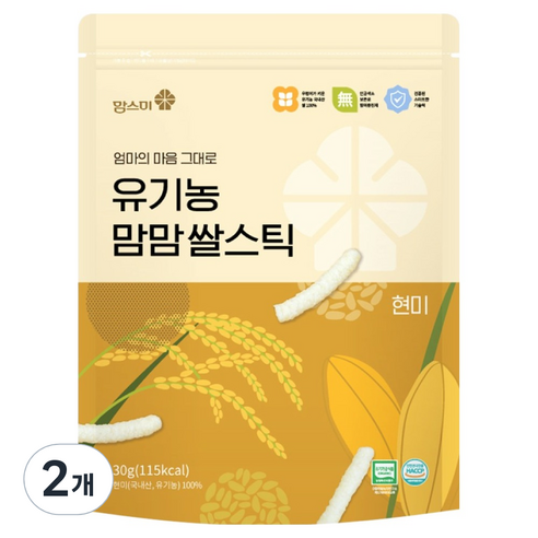 맘스미 유기농 맘맘 쌀스틱, 현미, 30g, 2개