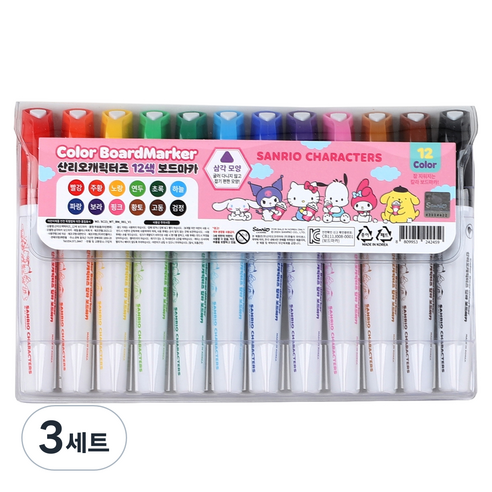 산리오 케릭터즈 보드마카 15종 세트, 혼합색상, 3세트
