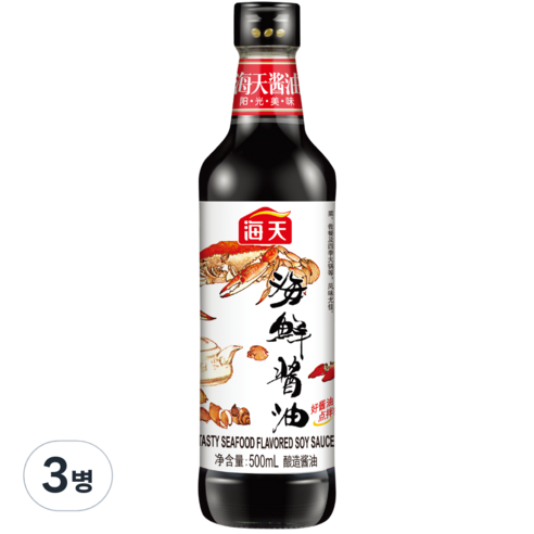 해천 해산물용 간장, 500ml, 3병