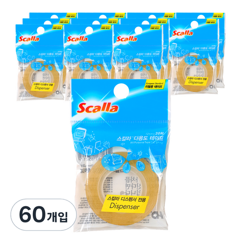 스칼라 다용도 테이프 리필 12mm x 20m, G1220R, 60개입