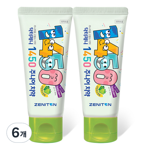제니튼 닥터제니 1450 고불소 주니어치약 샤인머스켓향, 60g, 6개