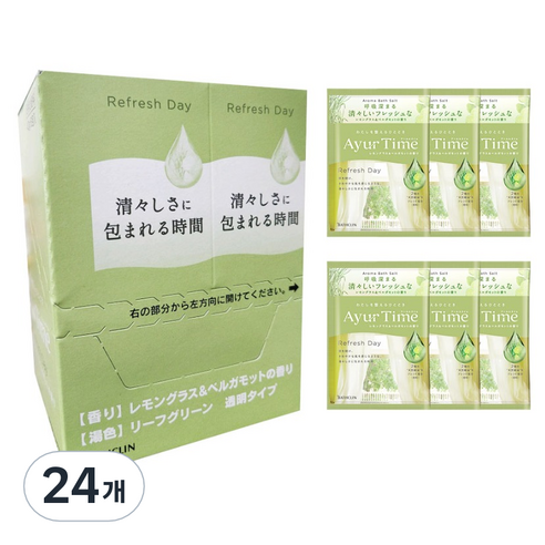 바스크린 아유르타임 리프레시데이 PACKET 입욕제, 24개, 40g