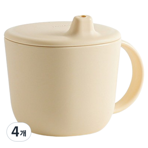 탁가온 네모 에코젠 유아용 스파우트컵 320ml, 4개, 옐로우