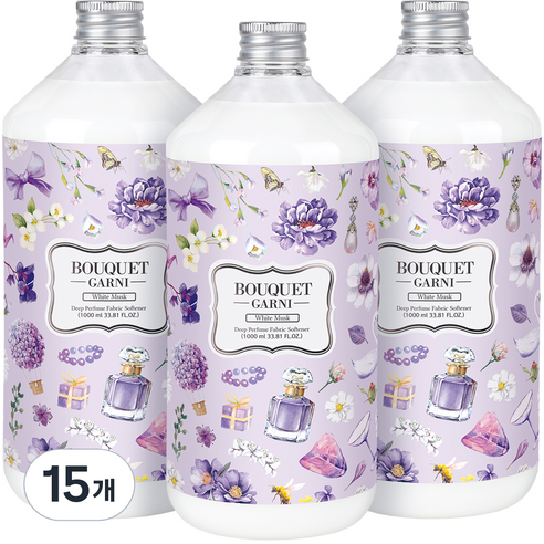 부케가르니 딥퍼퓸 섬유유연제 화이트머스크, 1000ml, 15개
