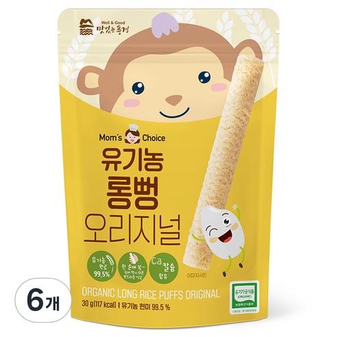맛있는풍경 유기농 롱뻥, 오리지널맛, 30g, 6개