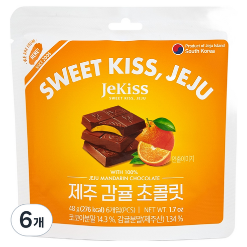 제키스 제주 감귤 초콜릿 6p, 48g, 6개