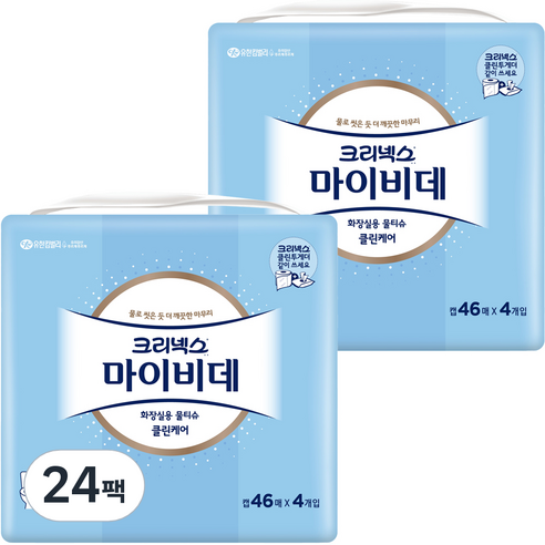 마이비데 화장실용 물티슈 캡형, 46매, 24팩