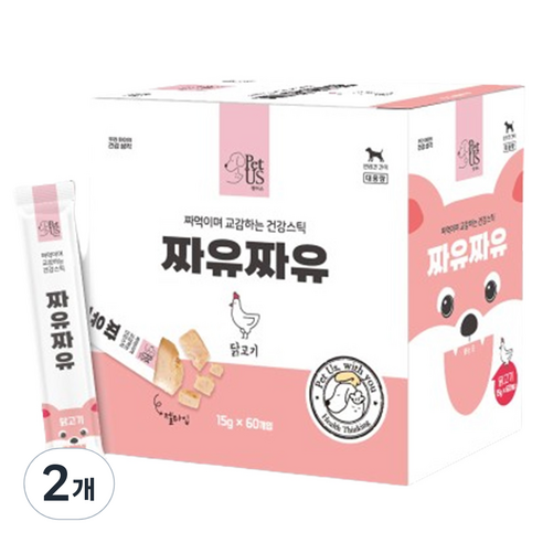 펫어스 강아지 짜유짜유 간식 60p, 900g, 2개, 닭고기