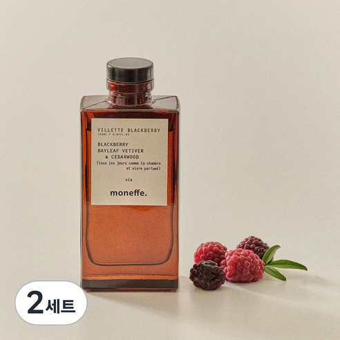 오늘 나의 리추얼 레이어드 디퓨저 인테리어 방향제 브라운 용기 + 포스터 2종 세트, 빌레트 블랙베리, 150ml, 2세트
