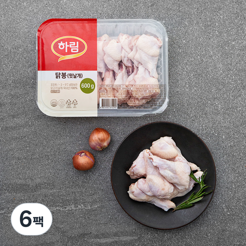 하림 닭봉 (냉장), 600g, 6팩