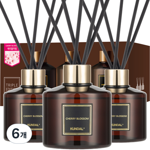쿤달 퍼퓸 디퓨저 + 섬유스틱 세트, 체리블라썸, 200ml, 6개