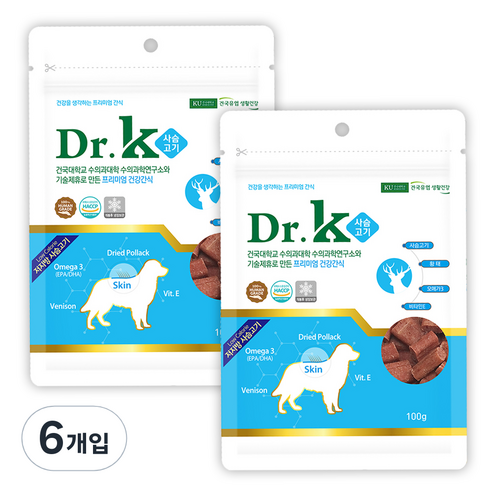 닥터케이 프리미엄 건강간식 트릿, 사슴고기, 100g, 6개