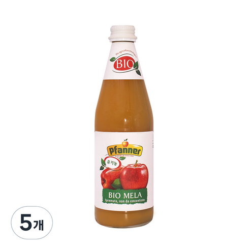파너 유기농 착즙 사과주스, 500ml, 5개