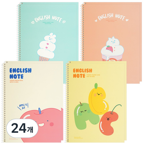 포포팬시 맬렁이 영어노트, 혼합색상, 24개