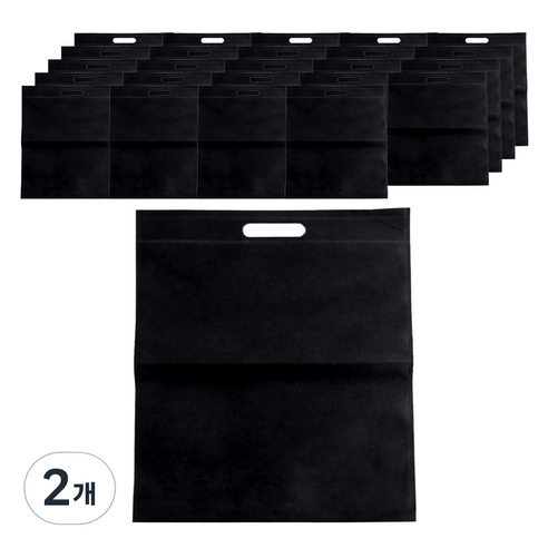 부직포 손잡이봉투 쇼핑백 25 x 35 cm 25p, 블랙, 2개