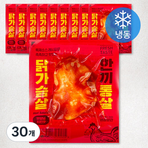 한끼통살 통살 닭가슴살 핫양념치킨맛 (냉동), 100g, 30개