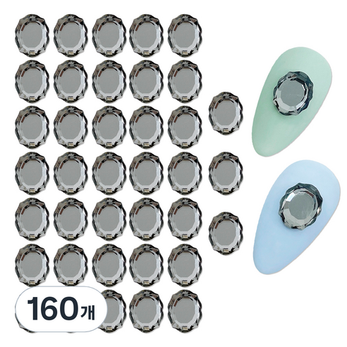 메이브라운 네일 대용량 미러스톤 8 x 10 mm, 블랙, 160개