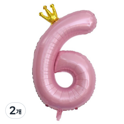 이자벨홈 생일파티 왕관 숫자 풍선 6 초대형, 핑크, 2개
