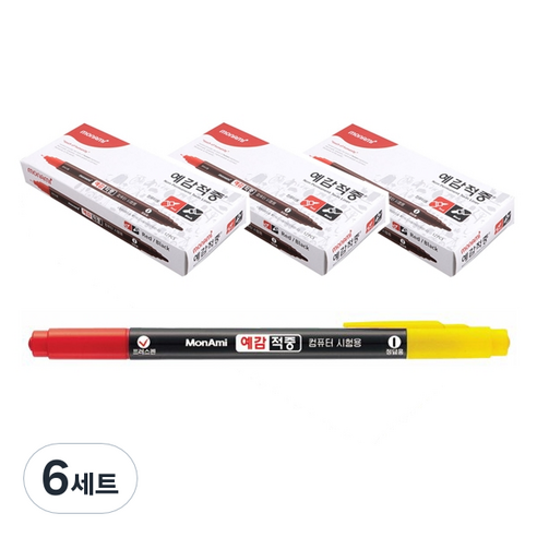 모나미 예감적중 사인펜 12p, 블랙 + 레드, 72개