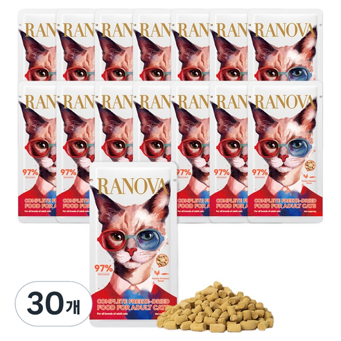 RANOVA 페슬러 고양이 라노바 동결건조 사료, 닭+연어, 8g, 30개