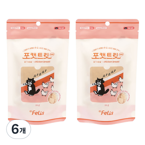 닥터펠리스 포캣트릿 Raw 고양이 간식 동결건조 미야옹철 25g, 6개, 닭가슴살