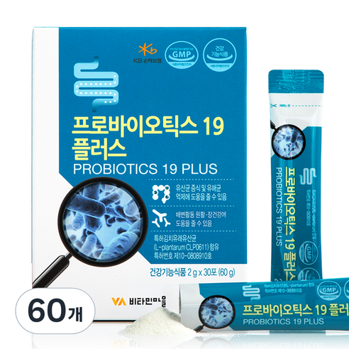프로바이오틱스 19 플러스 유산균, 2g, 60개