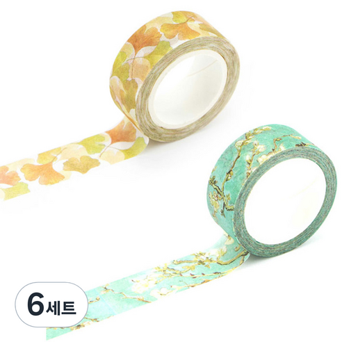 라이프포인트 내츄럴 일러스트 마스킹 테이프 06아몬드나무 세트, 06아몬드나무, 17은행나무, 6세트
