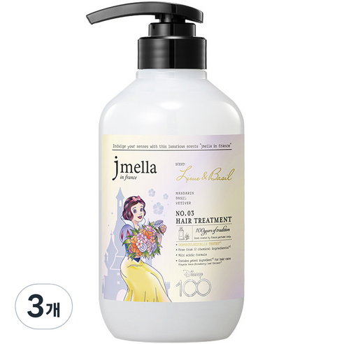 제이멜라 디즈니100 에디션 라임 앤 바질 헤어 트리트먼트 만다린향, 500ml, 3개