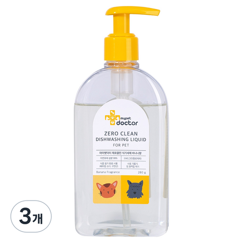마이펫닥터 제로클린 강아지 식기세제 바나나향, 280g, 3개
